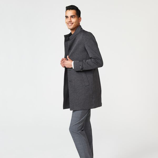 Mens Dark Charcoal Knitted Trench Coat